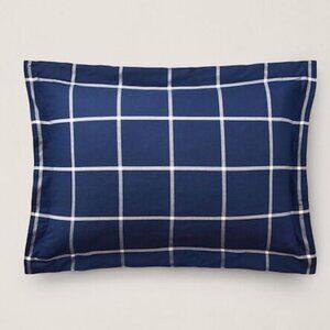 Ralph Lauren Modern Equestrian Windowpane Blue Cream Standard Sham